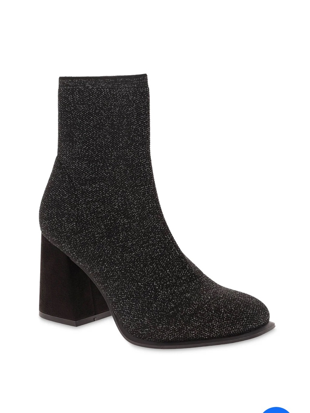 Mia Piana Black Sparkle Sock Bootie with Block Heel Sz 6 Nwob